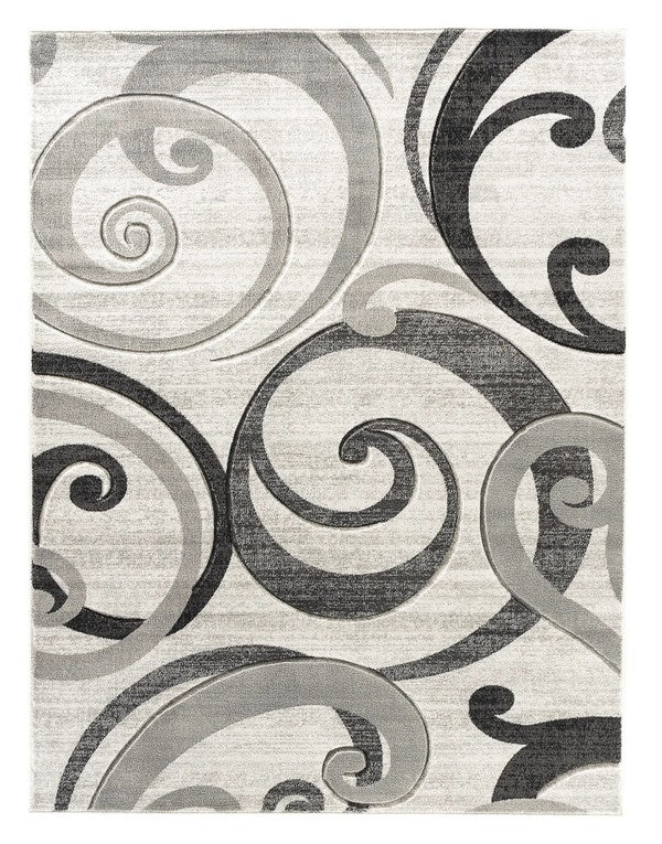 Grey Swirls Soft Contemporary Rug