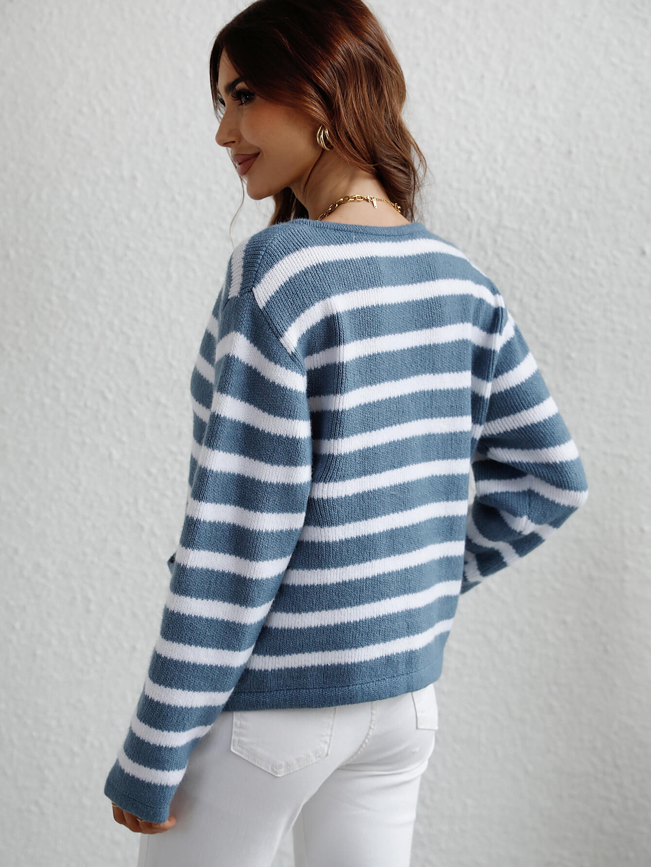 Striped Button Front Cardigan