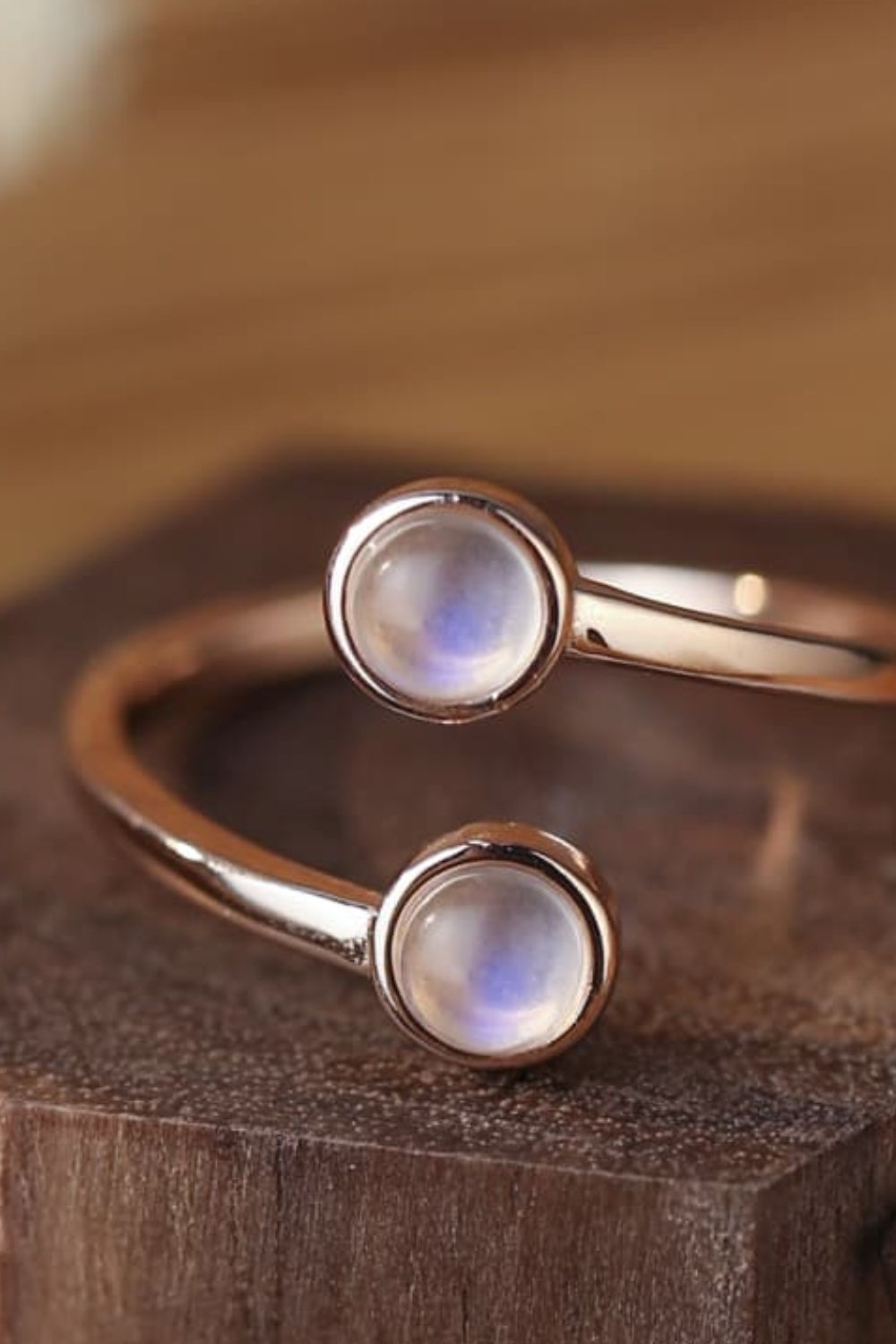 High Quality Natural Moonstone 925 Sterling Silver Toi Et Moi Ring