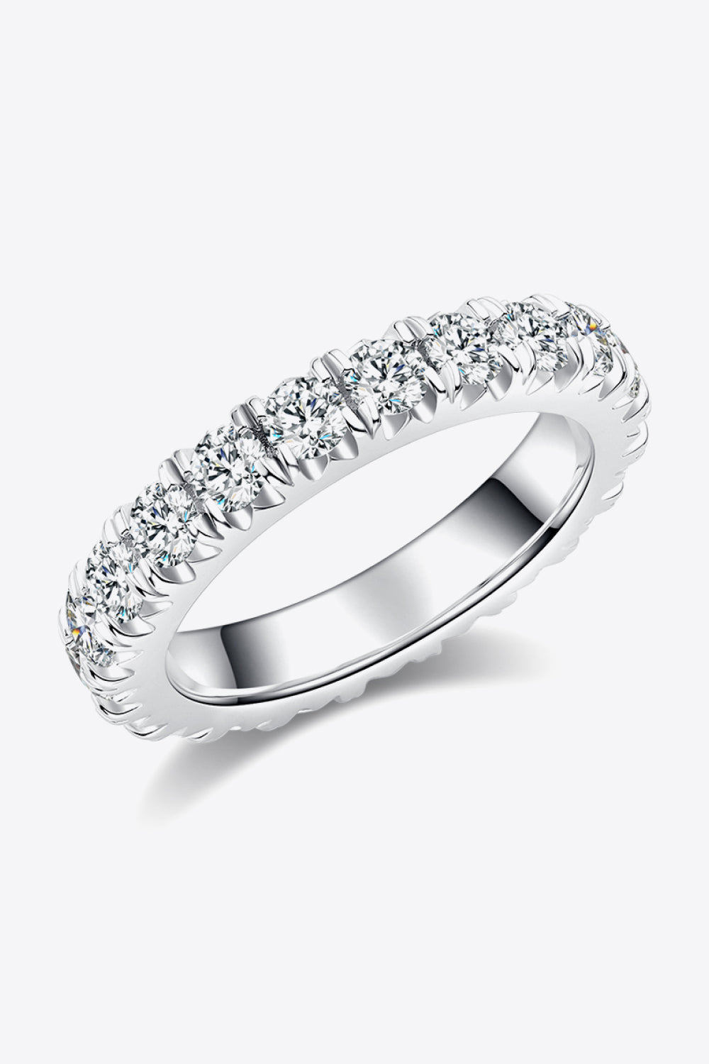 Moissanite Sterling Silver Eternity Ring