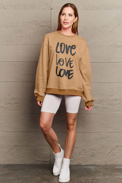 Simply Love Full Size LOVE Round Neck Sweatshirt